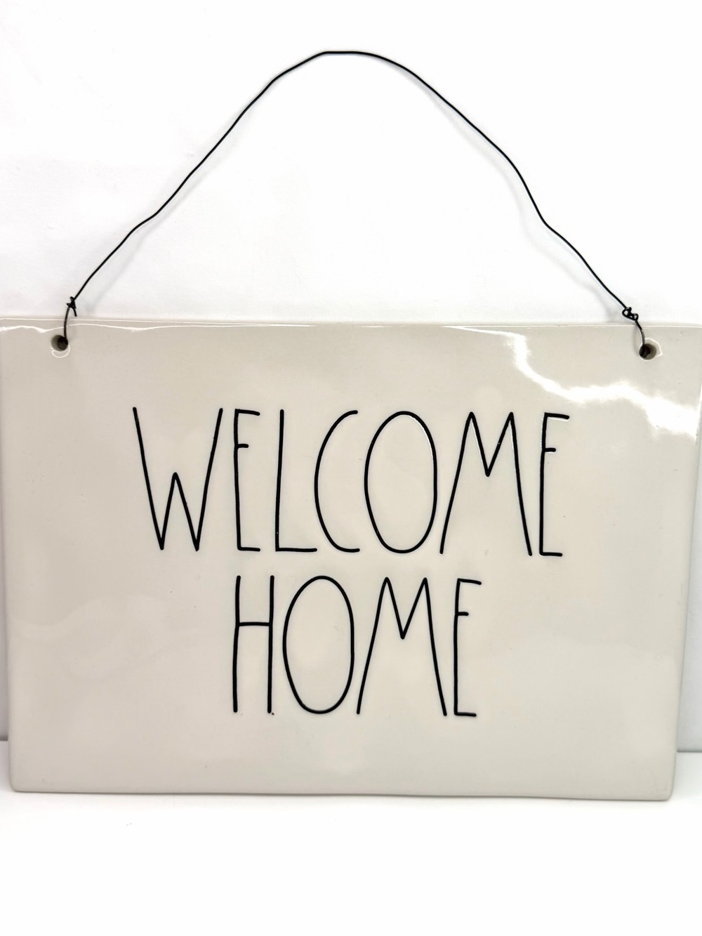 Rae Dunn White Black Welcome Home Ceramic Wall Sign